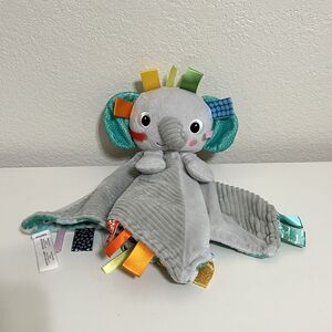Bright Starts Taggies Gray Elephant Green Leaves Security Blanket Lovey Lovie